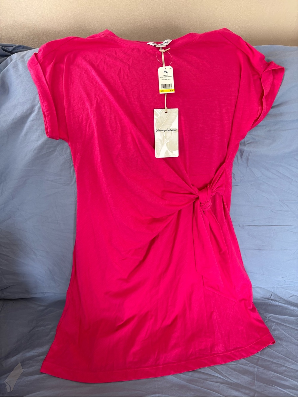 Tommy Bahama Bright Pink Side-Tie Short Sleeve Mini Dress